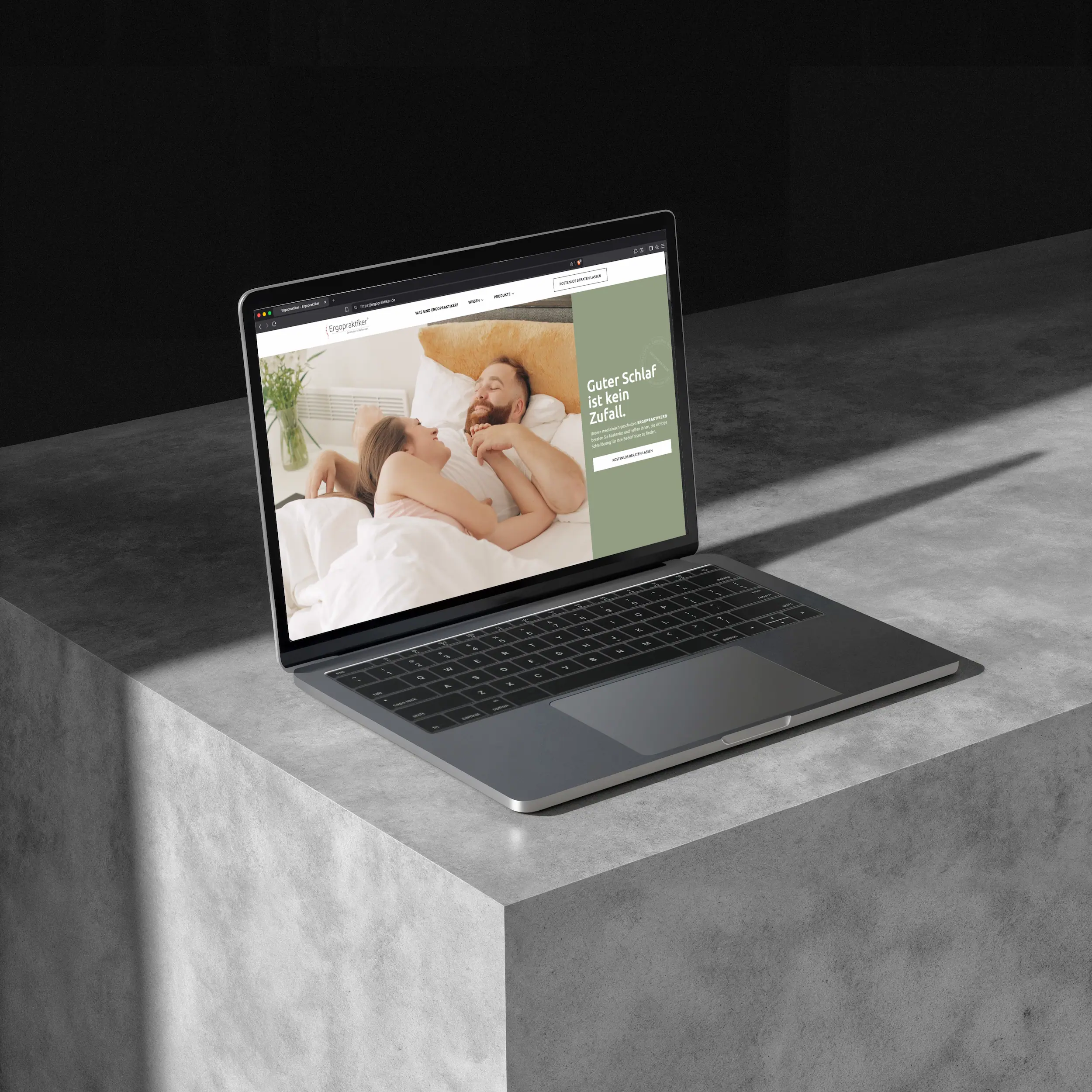 Mackbook mockup of the Ergopraktiker brand website project.